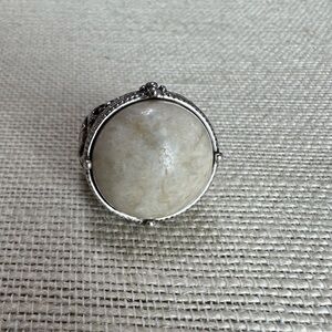 Lucky brand vintage silver oversized ring with large creamy stone, size 8
